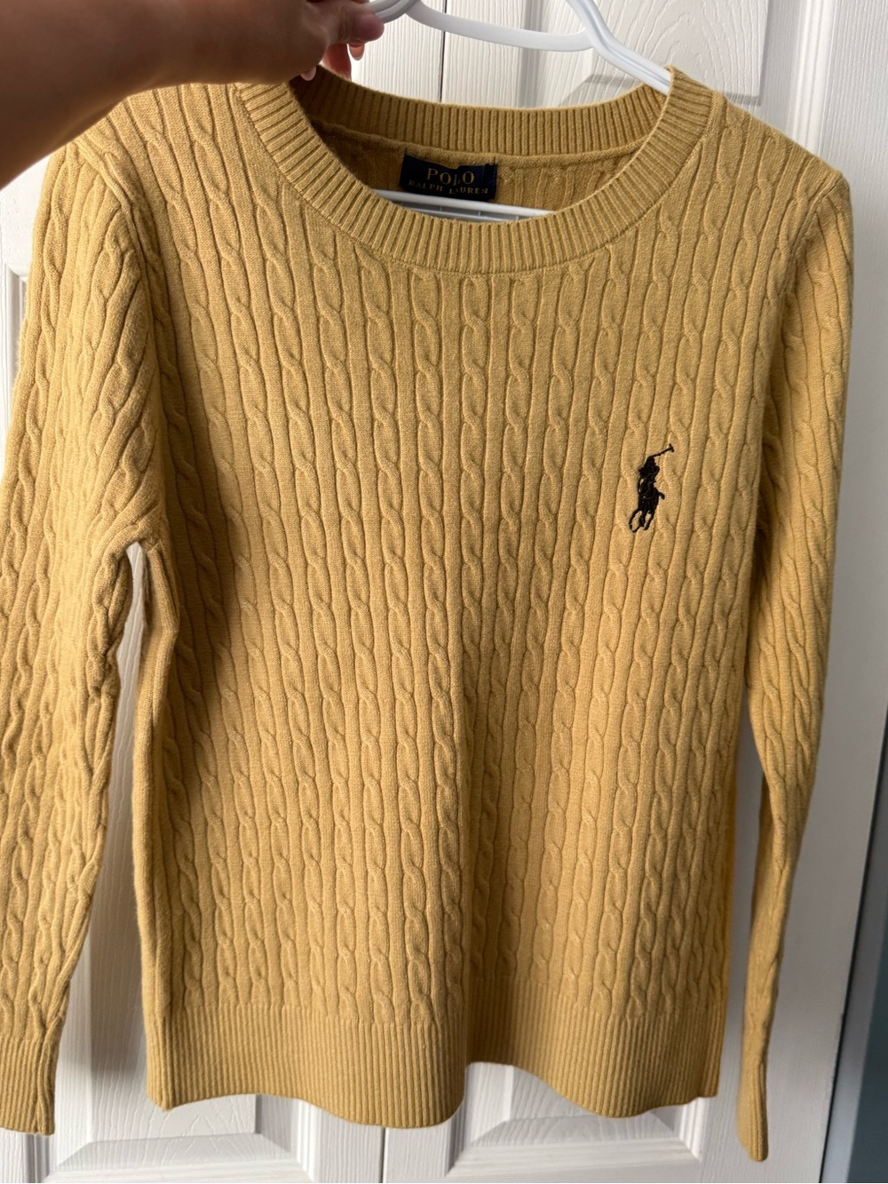 Polo by Ralph Lauren Women's Mustard Cable Crewneck Sweater